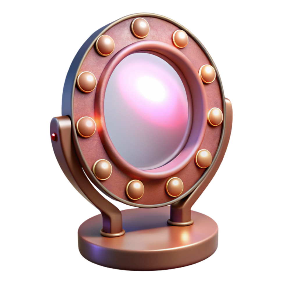 serene rustic Makeup Mirror with Led Lights Transparent Background png