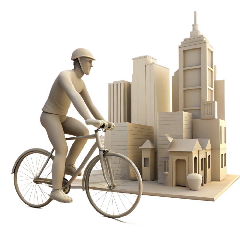 stunning rustic Man Cycling in City Street Silhouette genuine png