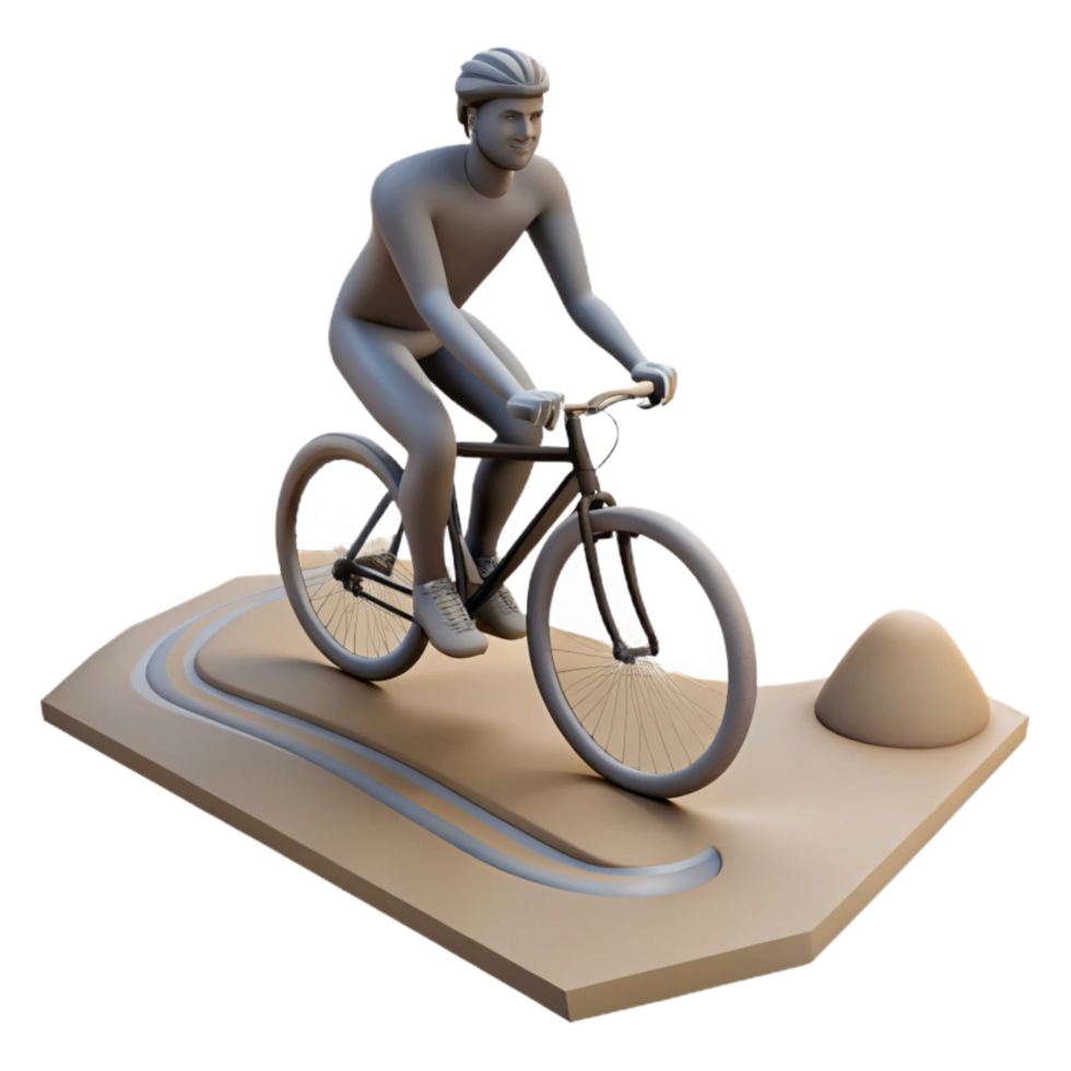 dramatic creative Man Cycling on Path Silhouette detailed png