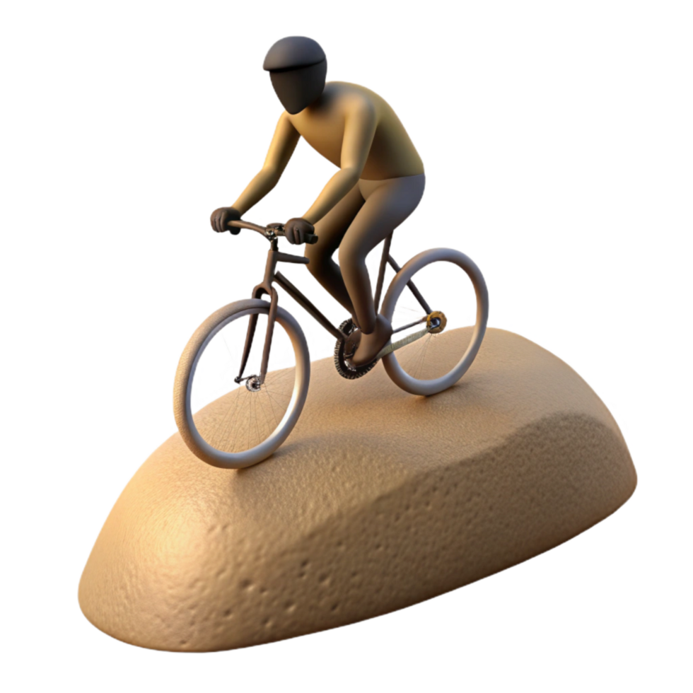 wonderful rustic Man Cycling on Hill Silhouette png