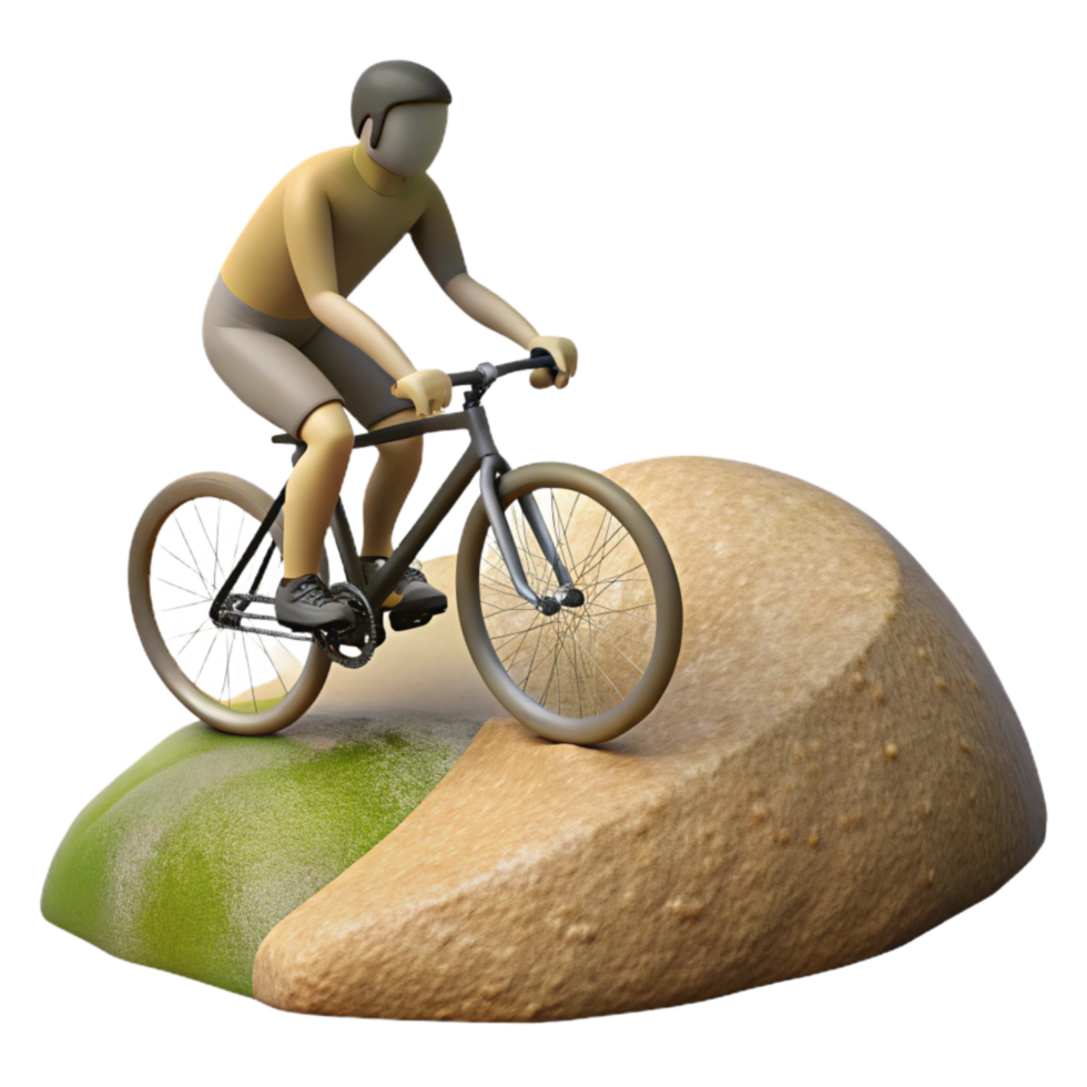 wonderful vintage Man Cycling on Hill Silhouette genuine png