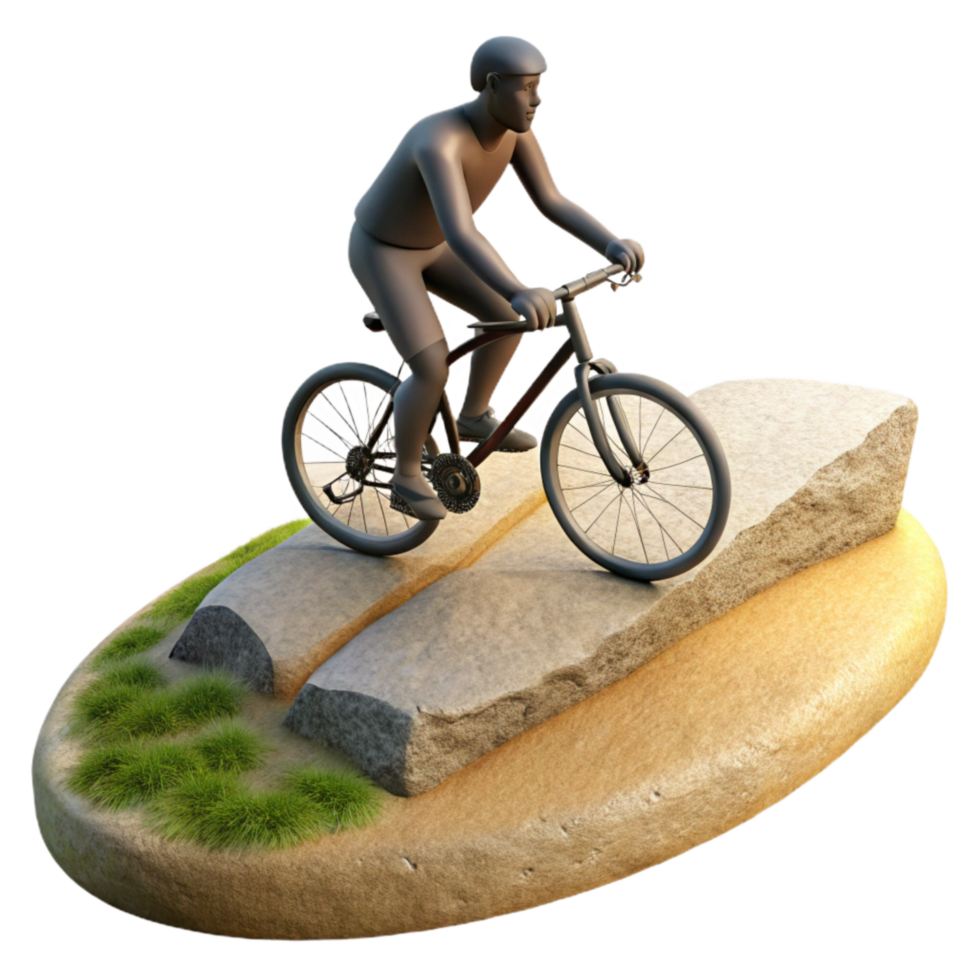 wonderful abstract Man Cycling on Path Silhouette premium png
