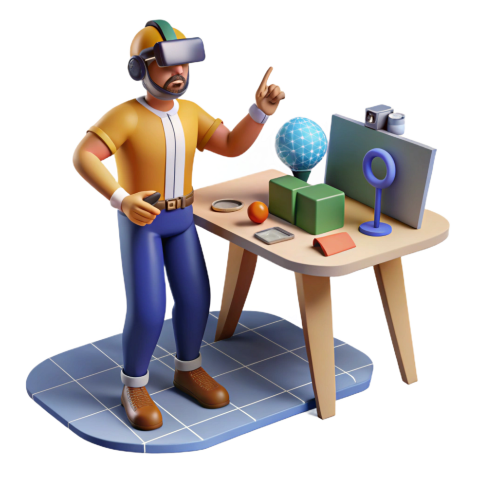 beautiful contemporary Man Designing in Virtual Reality Space Cutout detailed png