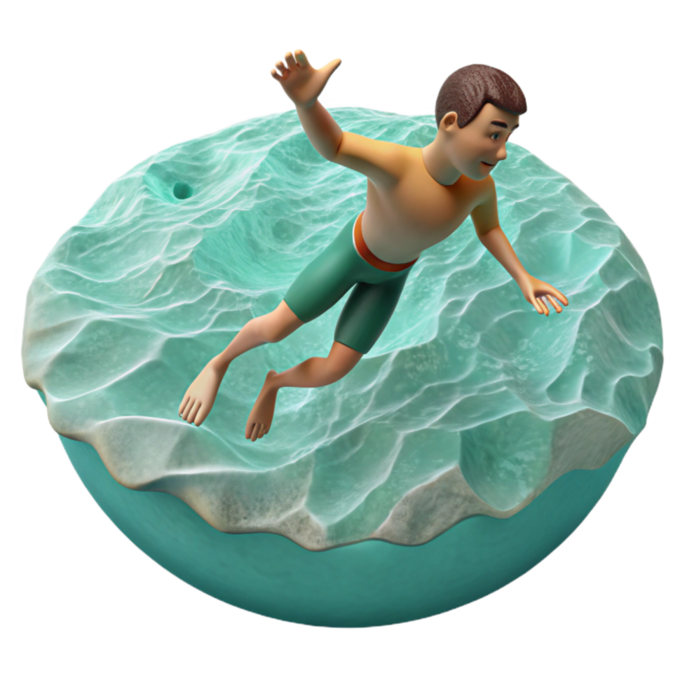 dramatic classic Man Diving Into Turquoise Water Cutout genuine png
