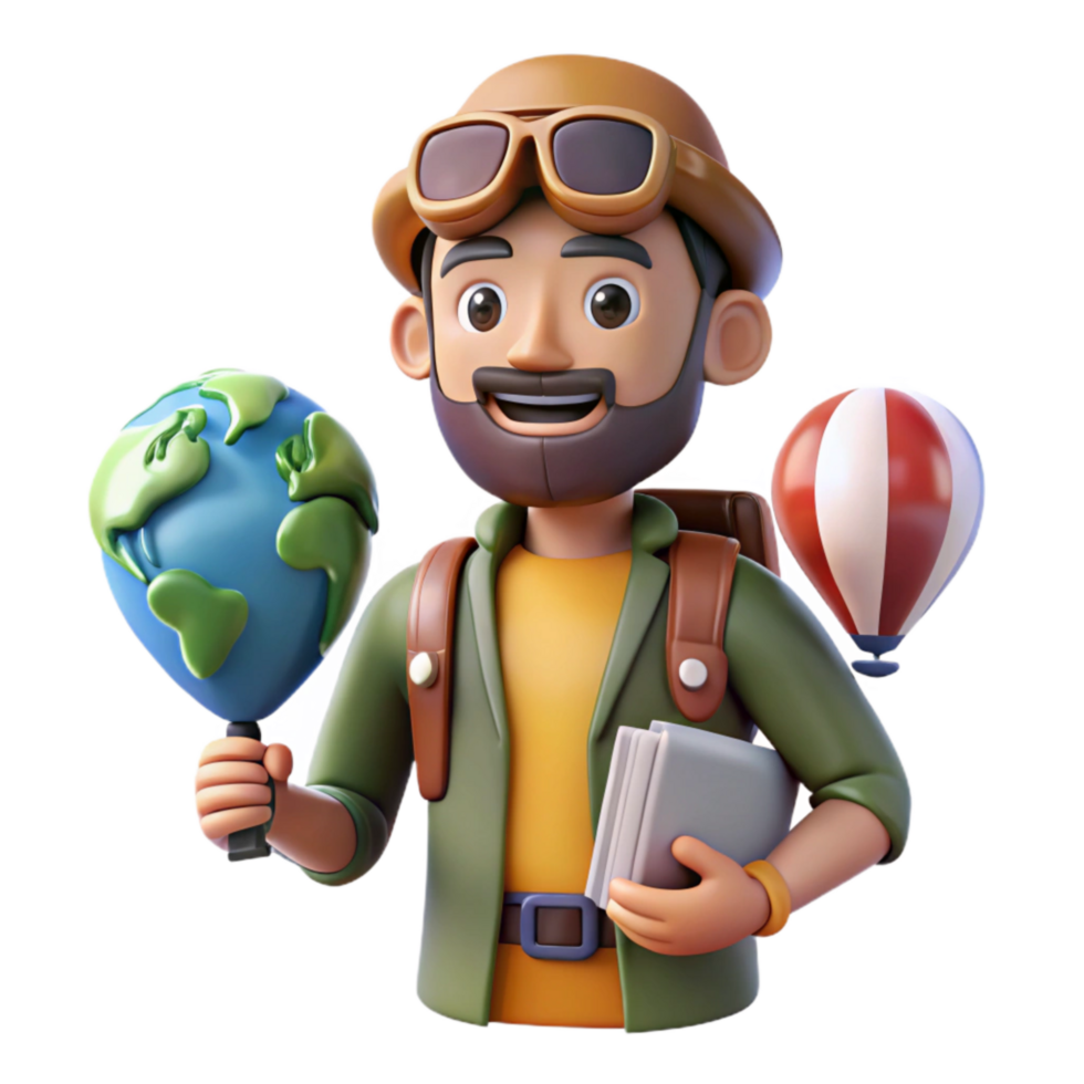 dramatic vintage Man Experiencing Virtual Travel Destination Cutout authentic png