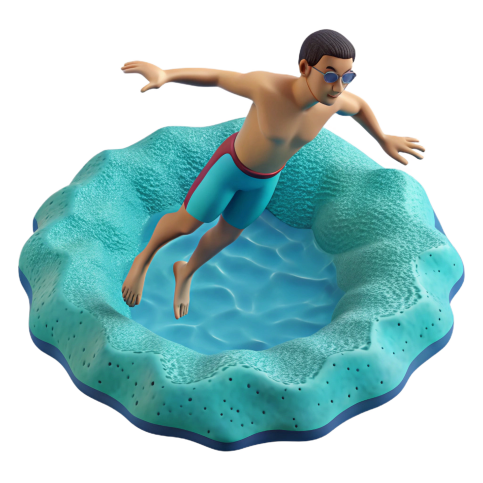 elegant modern Man Diving Into Turquoise Water Cutout authentic png