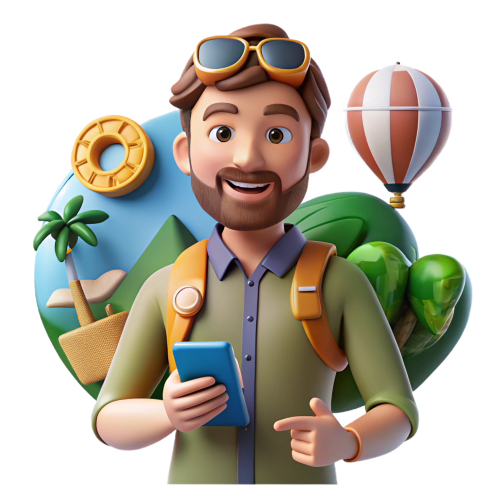 wonderful artistic Man Experiencing Virtual Travel Destination Cutout genuine png