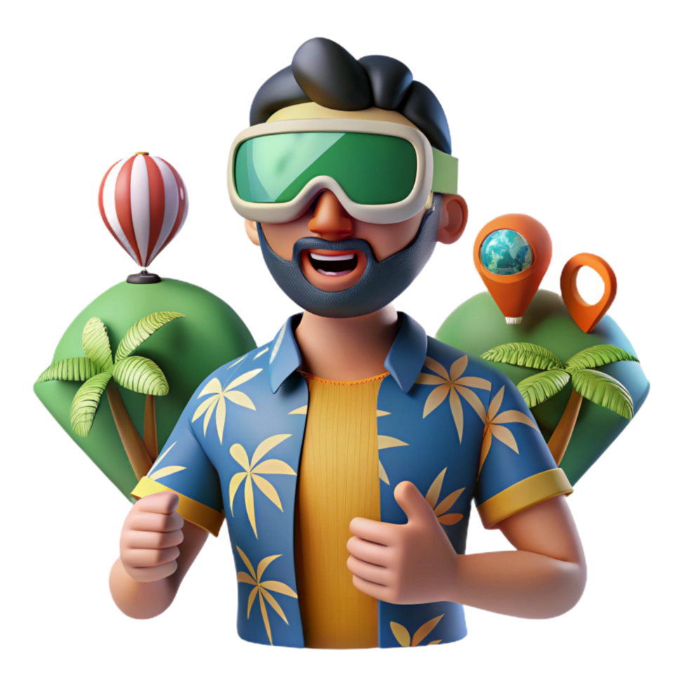 extraordinary abstract Man Experiencing Virtual Travel Destination Cutout exclusive png