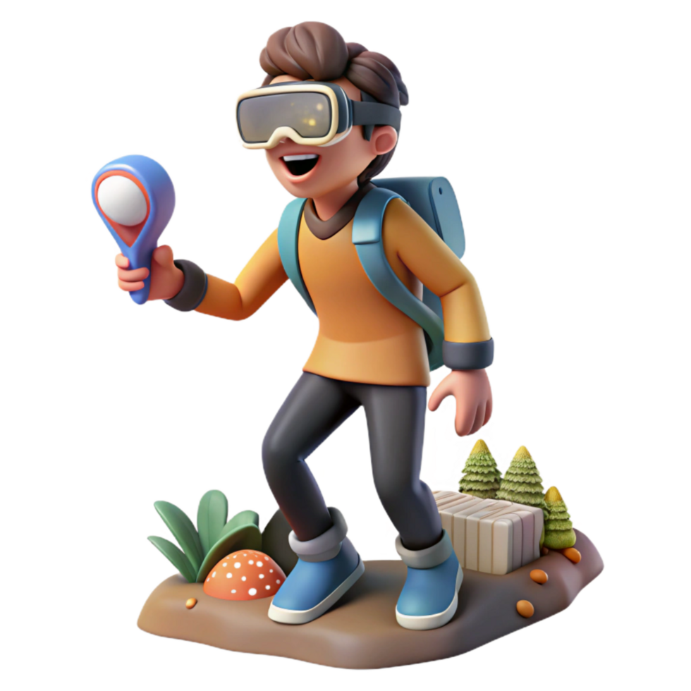 stunning minimalist Man Exploring Virtual World in Vr Headset Cutout original png