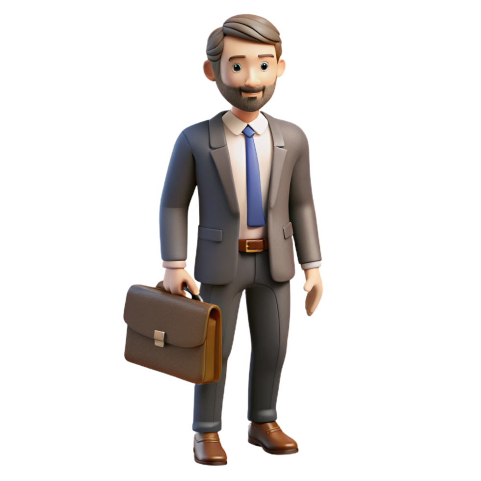 wonderful artistic Man in Suit with Briefcase Isolated high resolution png