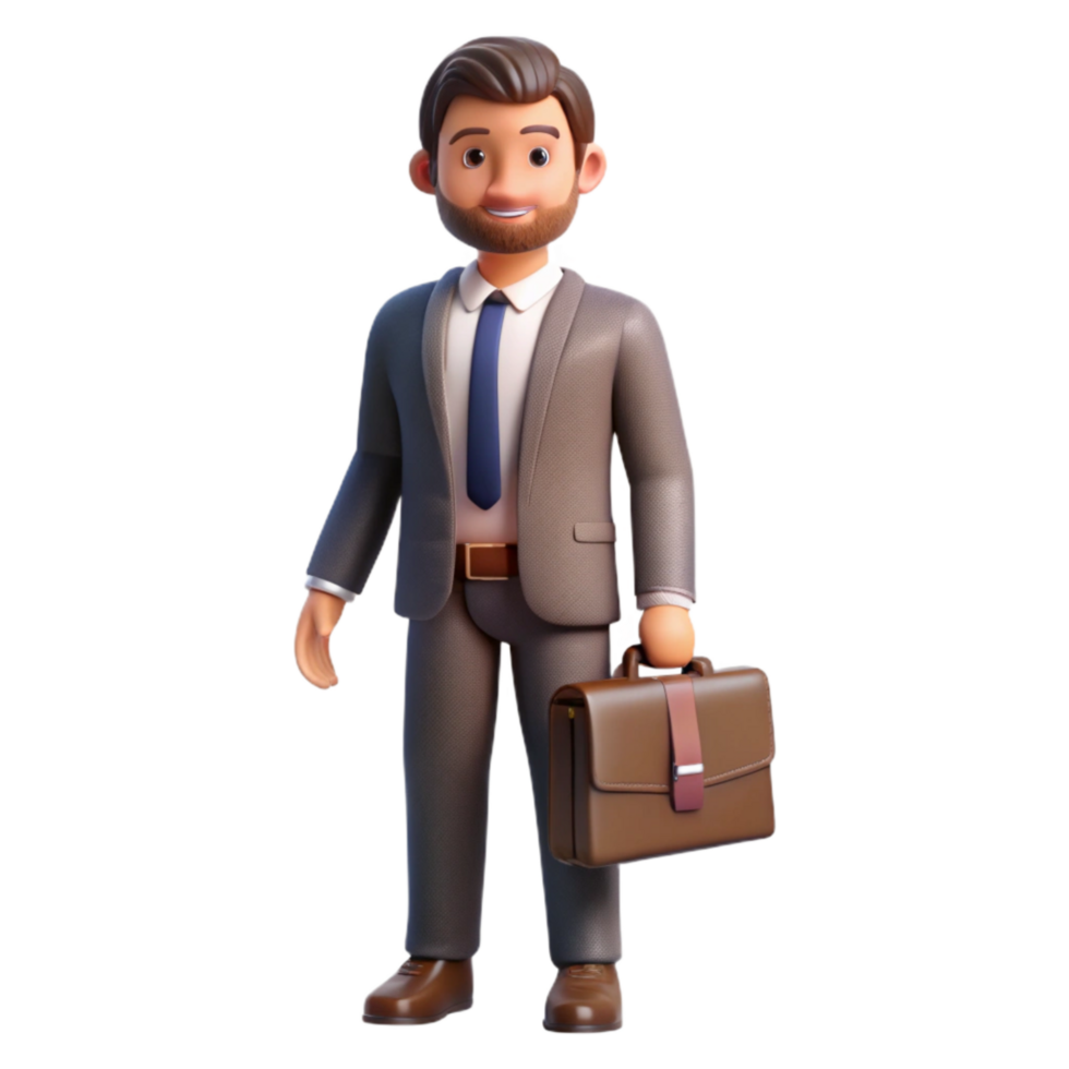 elegant traditional Man in Suit with Briefcase Isolated png