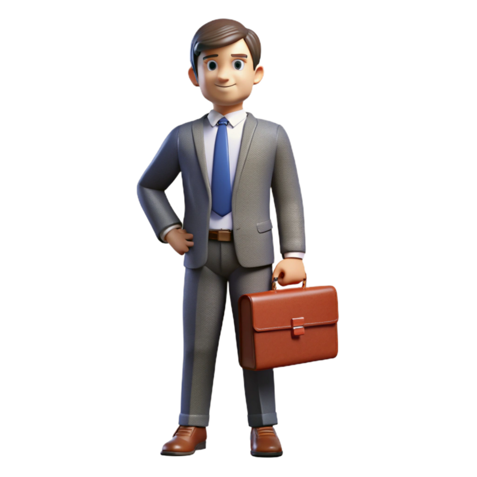 impressive rustic Man in Suit with Briefcase Isolated high quality png