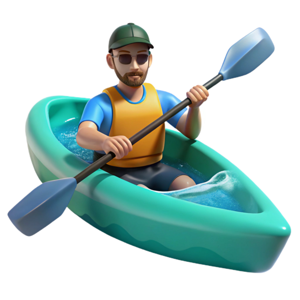extraordinary abstract Man Kayaking in Turquoise Water Transparent png