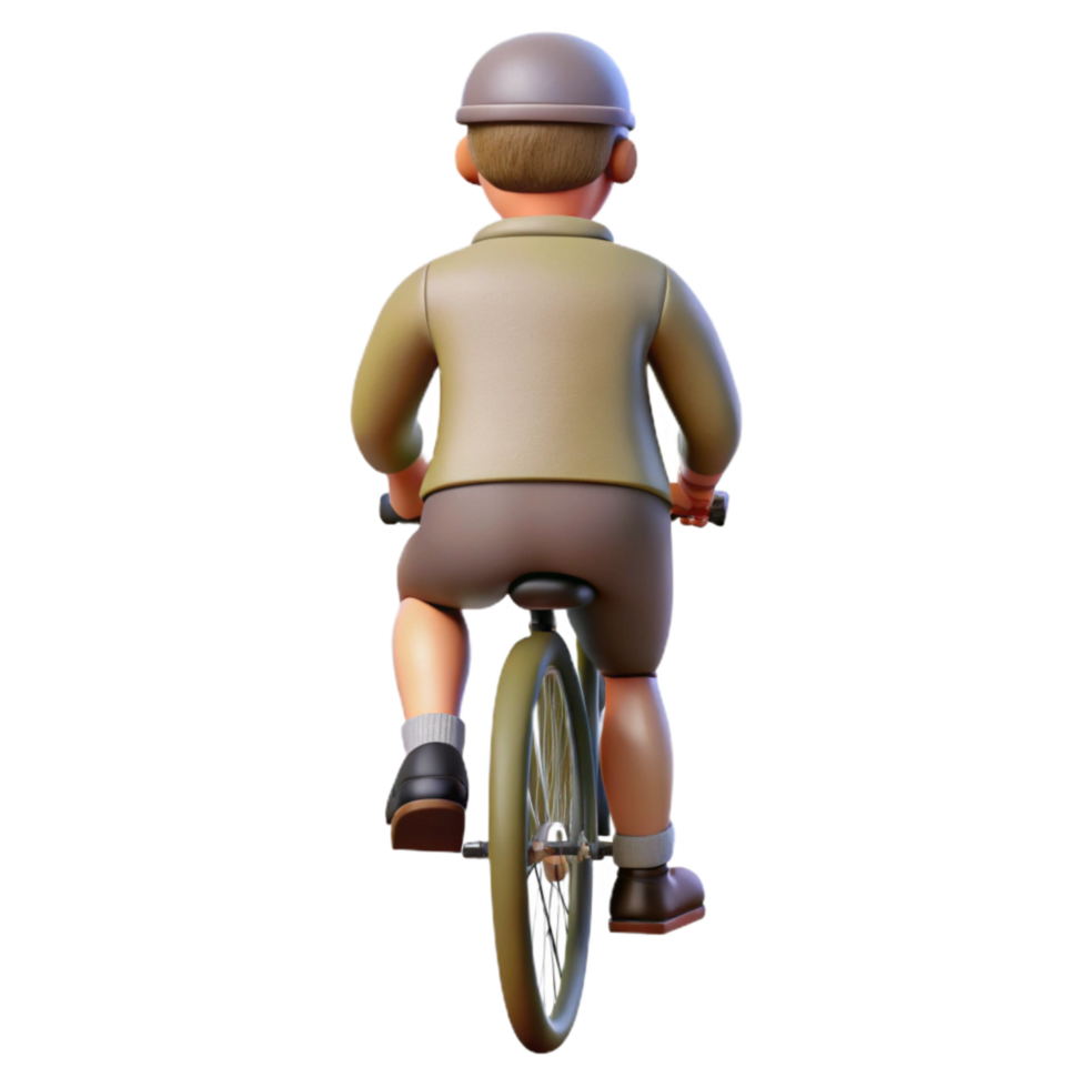 magnificent minimalist Man on Bicycle Back View Transparent Element high resolution png