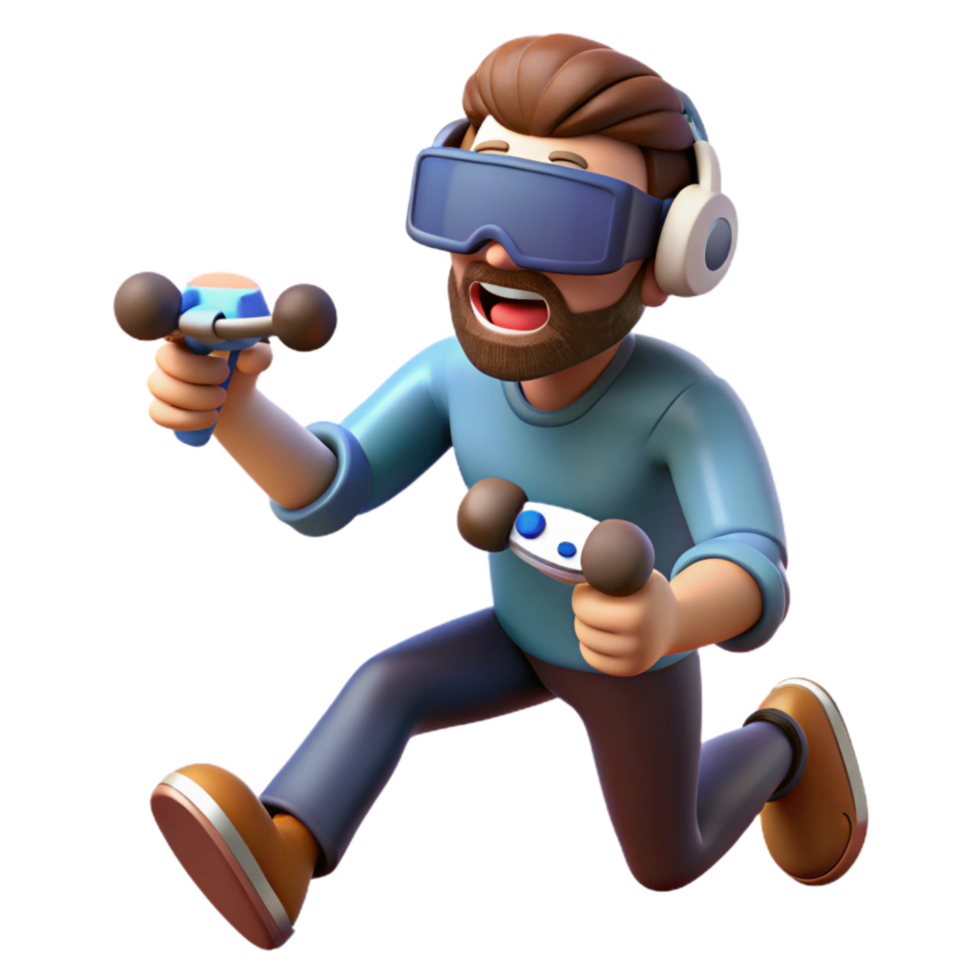 wonderful contemporary Man Playing Vr Game with Controllers Isolated Element original png
