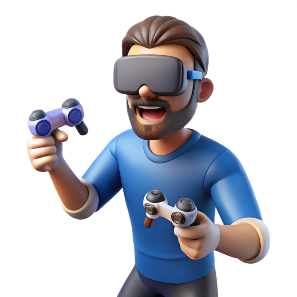 vibrant abstract Man Playing Vr Game with Controllers Isolated Element high quality png
