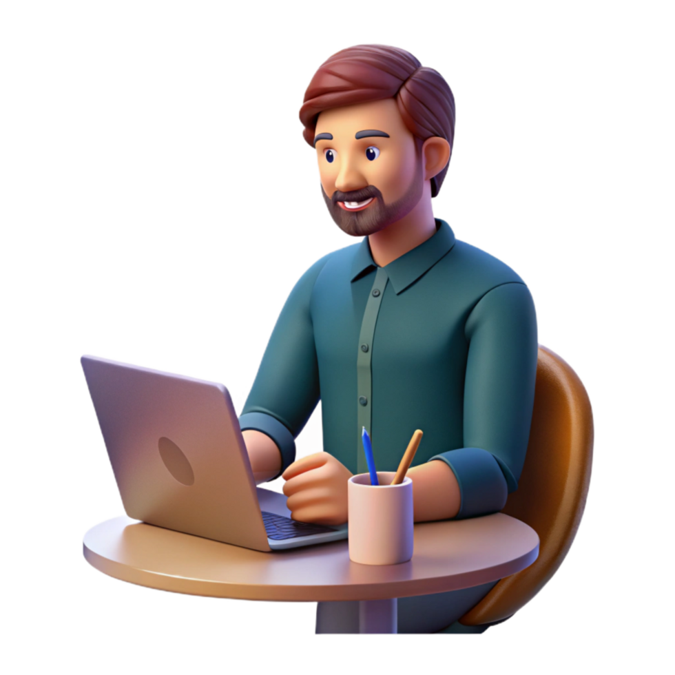 vibrant modern Man Taking Notes During Online Meeting Cutout authentic png
