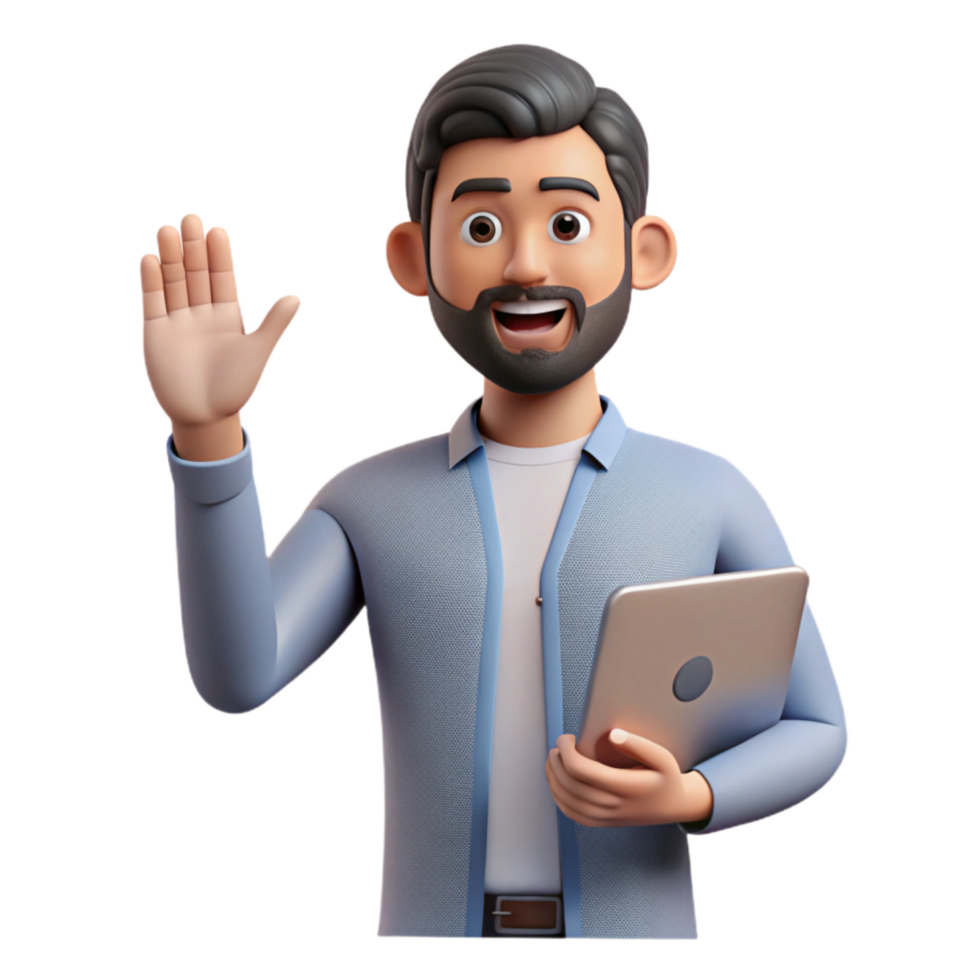 vibrant rustic Man Raising Hand During Online Meeting Transparent Background exclusive png