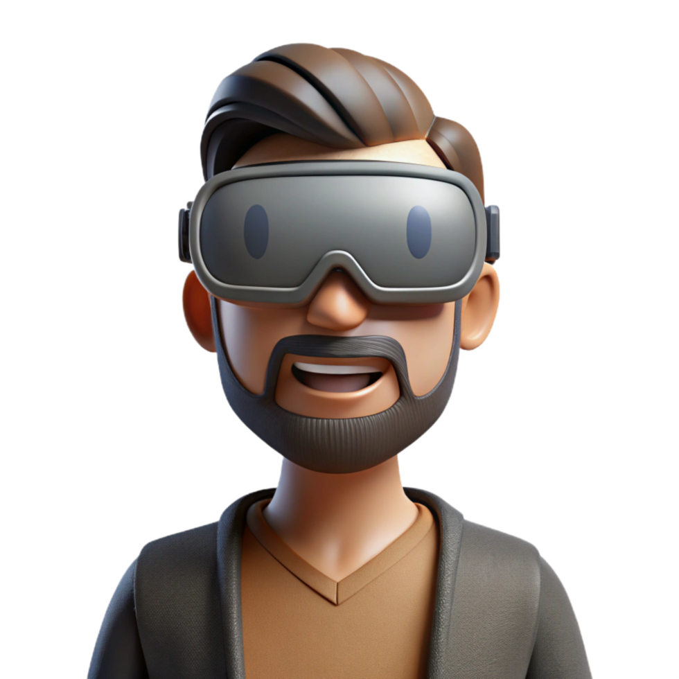 dramatic creative Man Using Virtual Reality Headset Transparent Background professional png