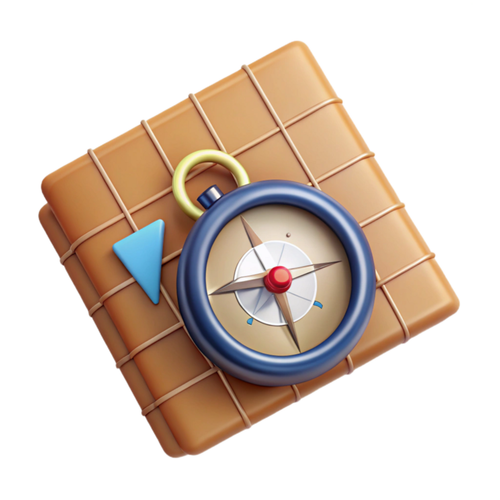vibrant traditional Map and Compass Isolated on Transparent Background authentic png