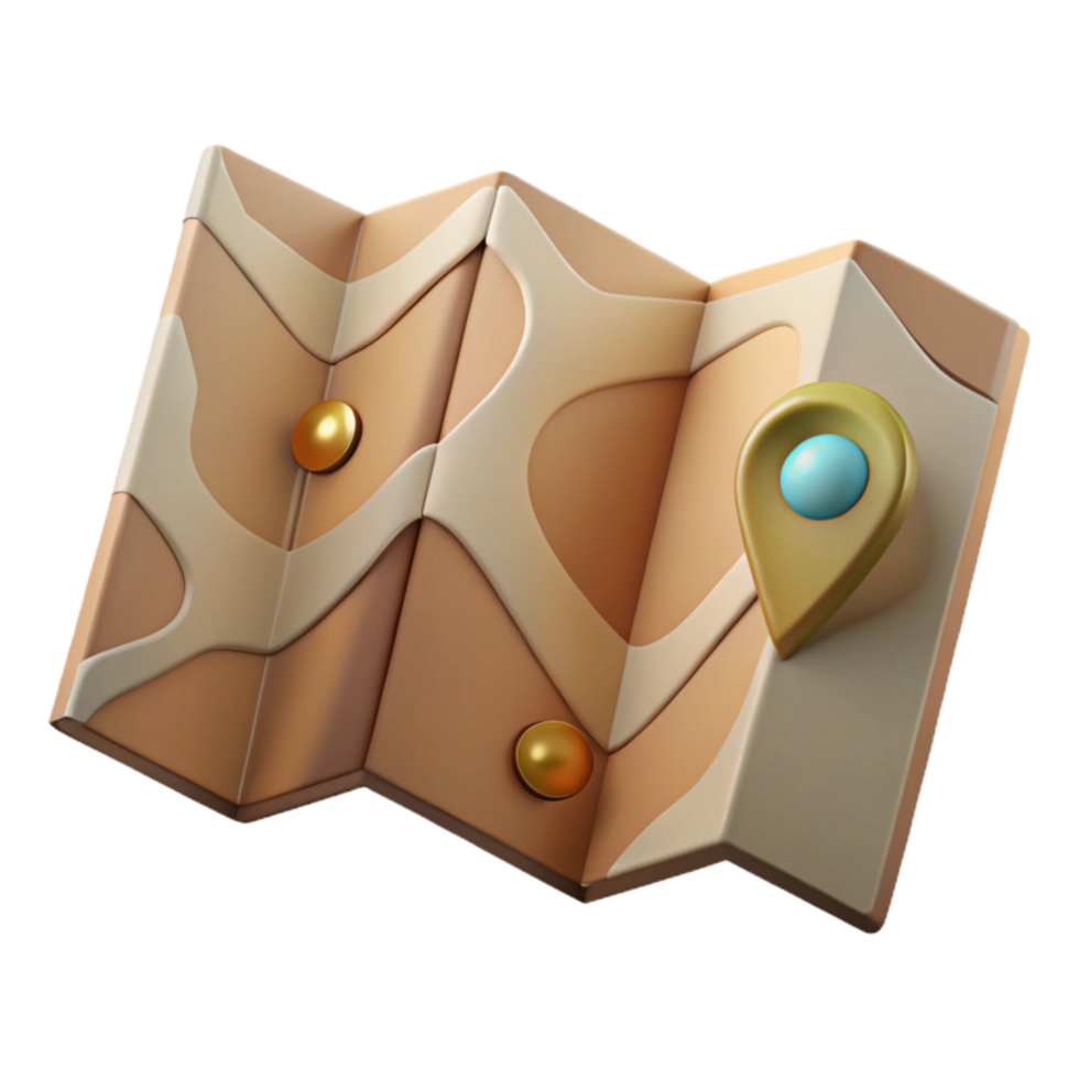 beautiful modern Map Folded Top View Isolated genuine png