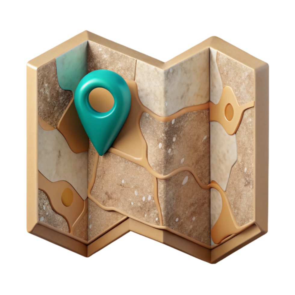 wonderful artistic Map Folded Top View Isolated detailed png