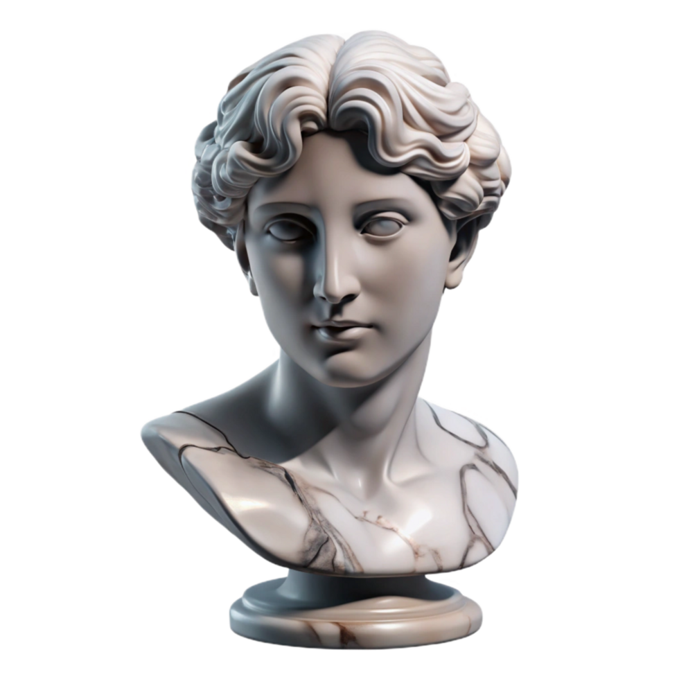 vibrant artistic Marble Bust Front View Isolated high quality png
