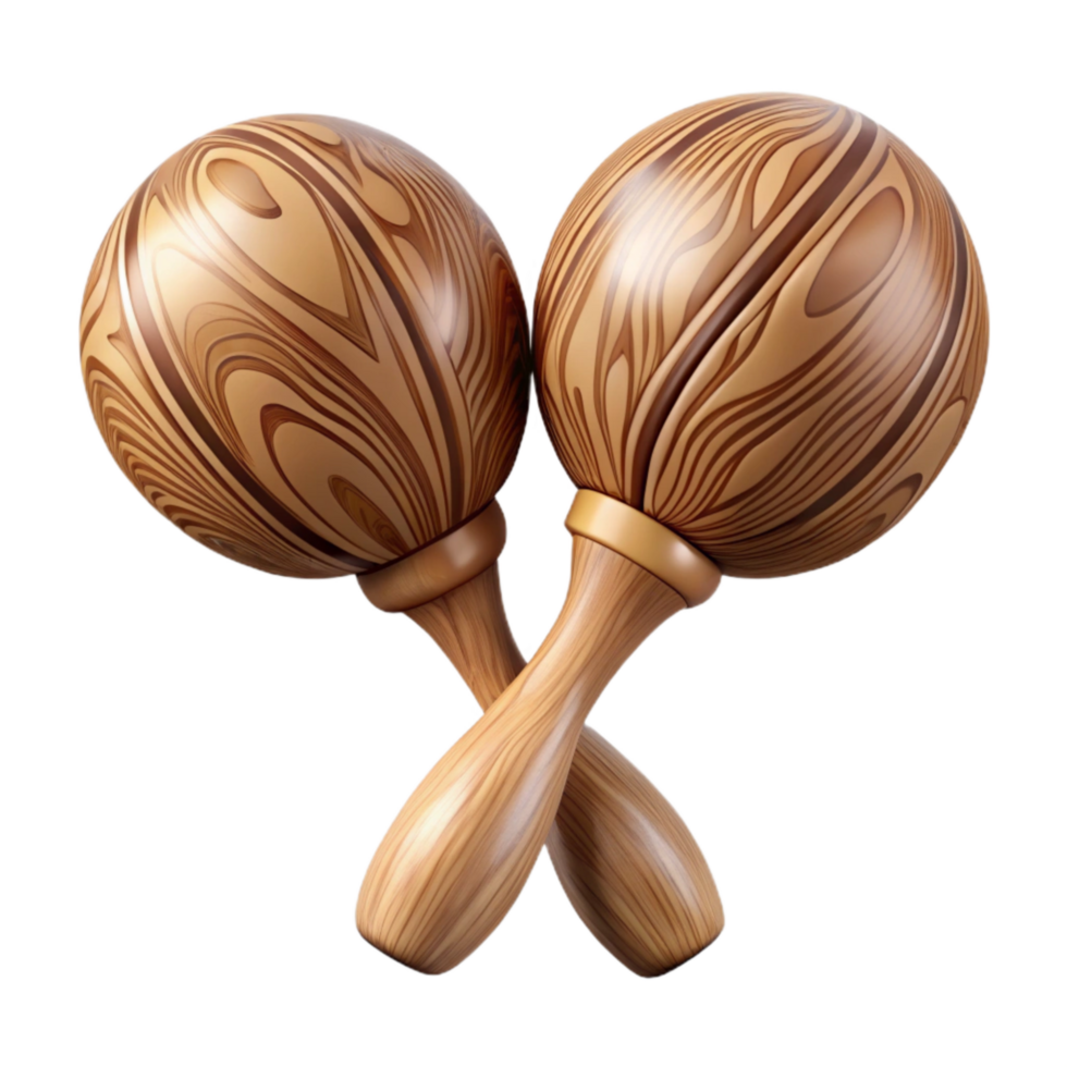 impressive traditional Maracas Handles Wood Grain Transparent Background Cutout detailed png