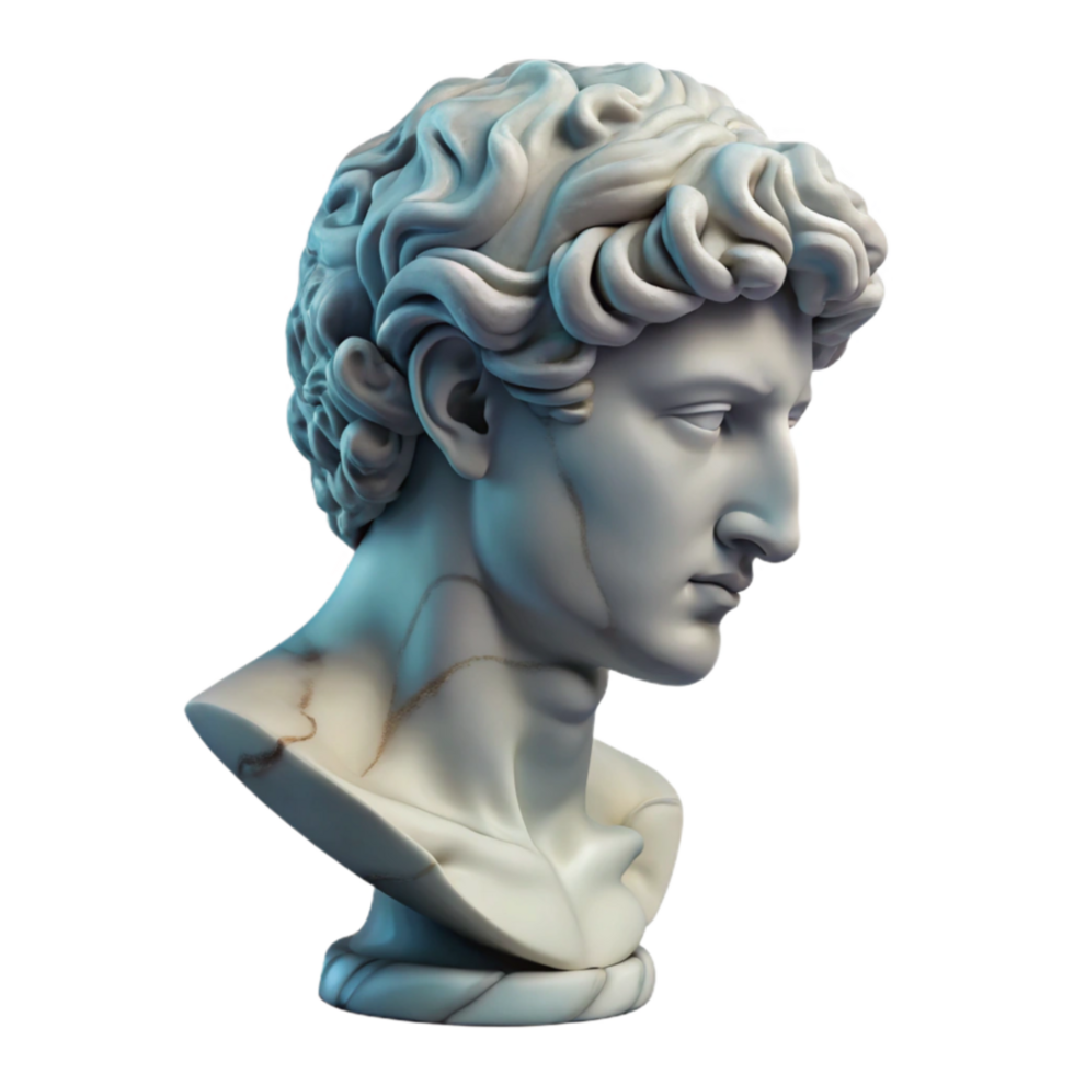 wonderful minimalist Marble Bust Profile View Isolated genuine png
