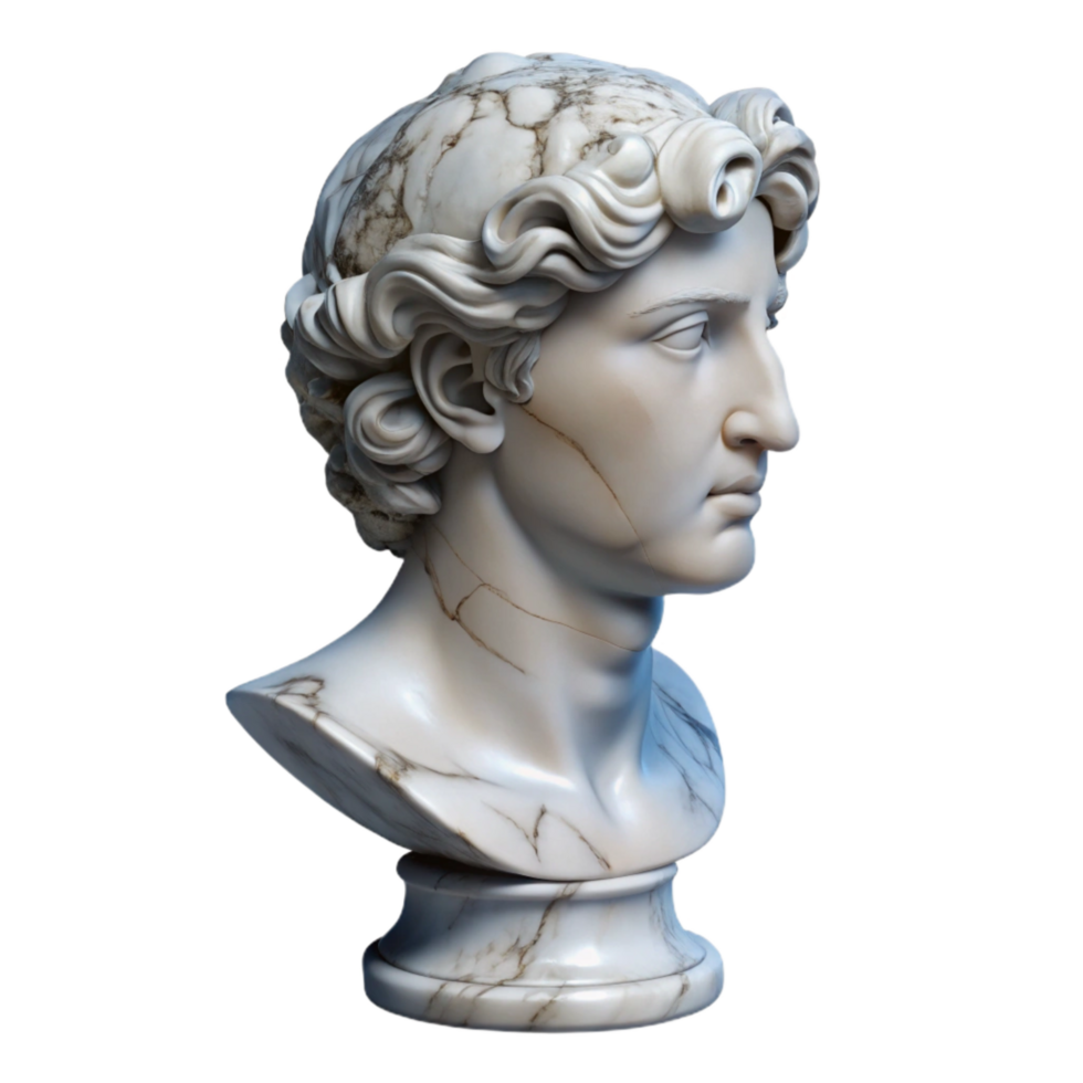 beautiful rustic Marble Bust Profile View Isolated detailed png