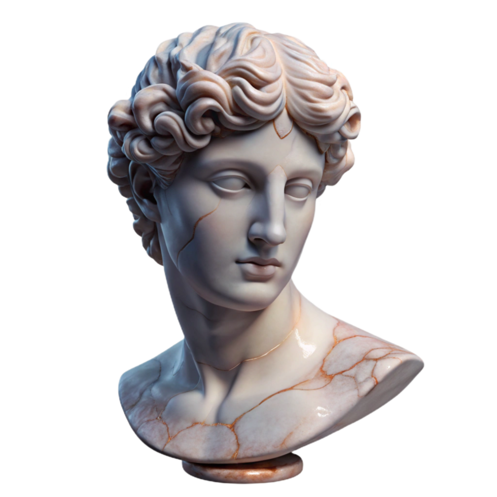 stunning minimalist Marble Bust Side Lighting Cutout genuine png