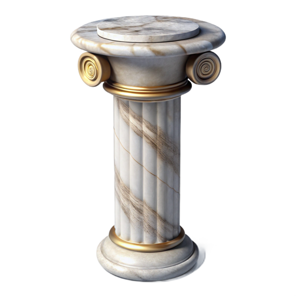serene artistic Marble Column Detail Front View Isolated professional png