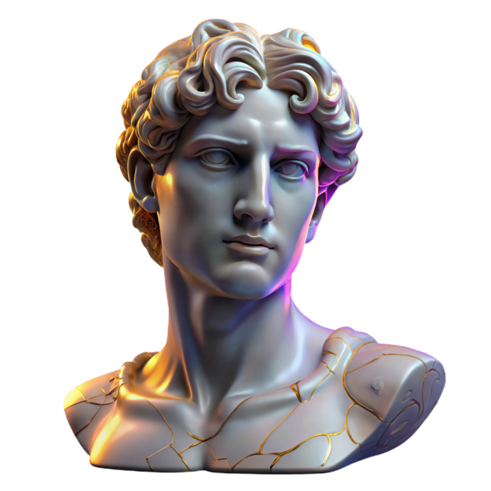 elegant classic Marble Statue Dramatic Lighting Transparent Background genuine png