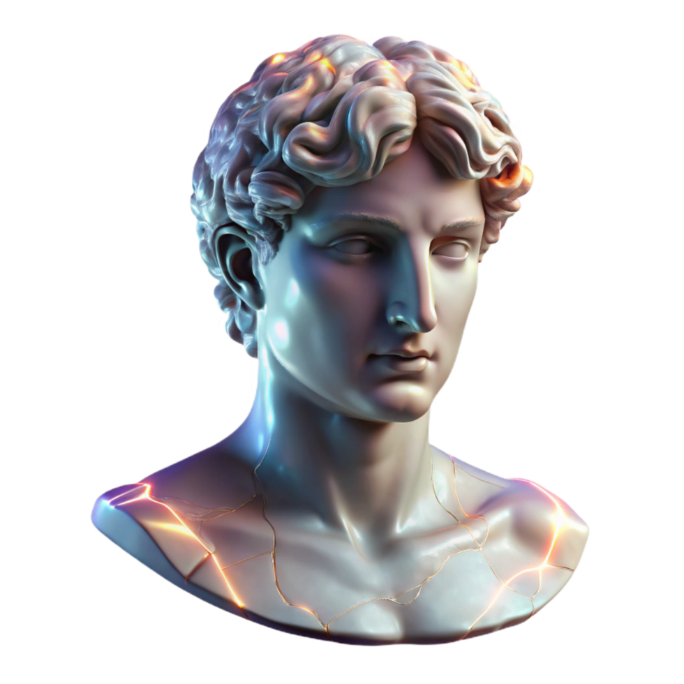stunning classic Marble Statue Dramatic Lighting Transparent Background high quality png
