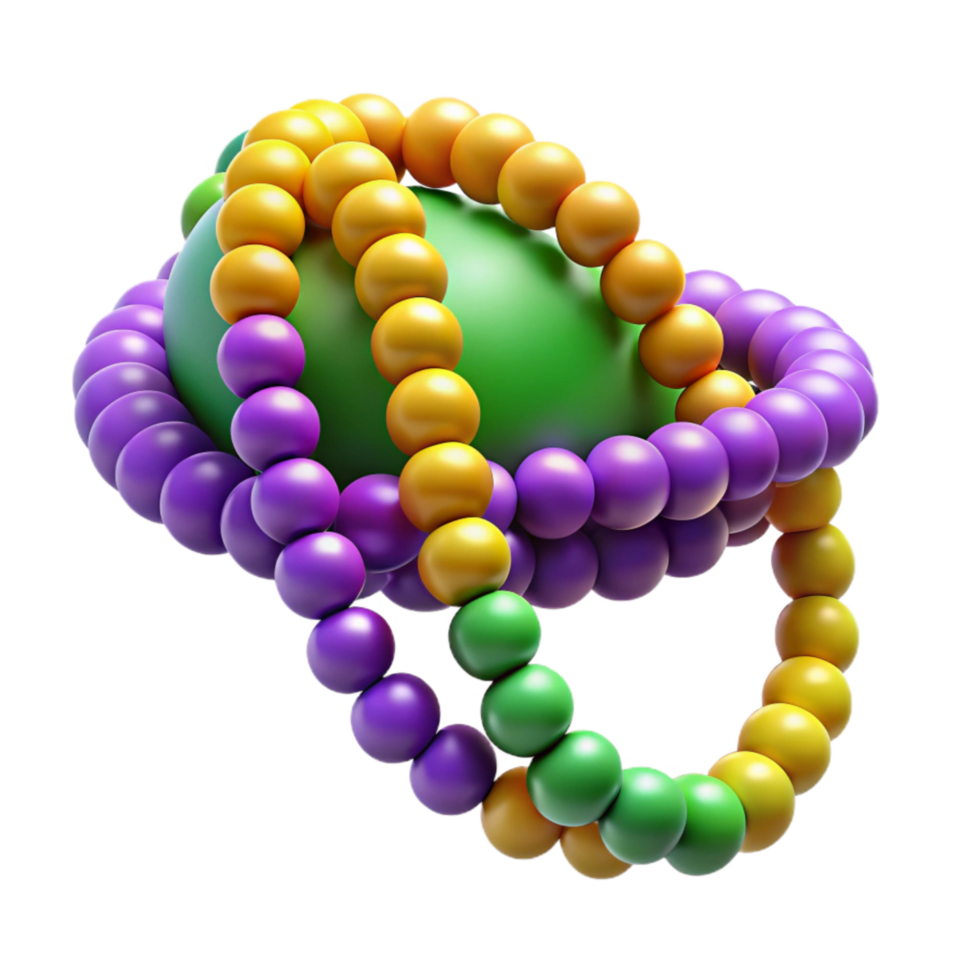 dramatic minimalist Mardi Gras Beads Colorful Strands Cutout Element authentic png