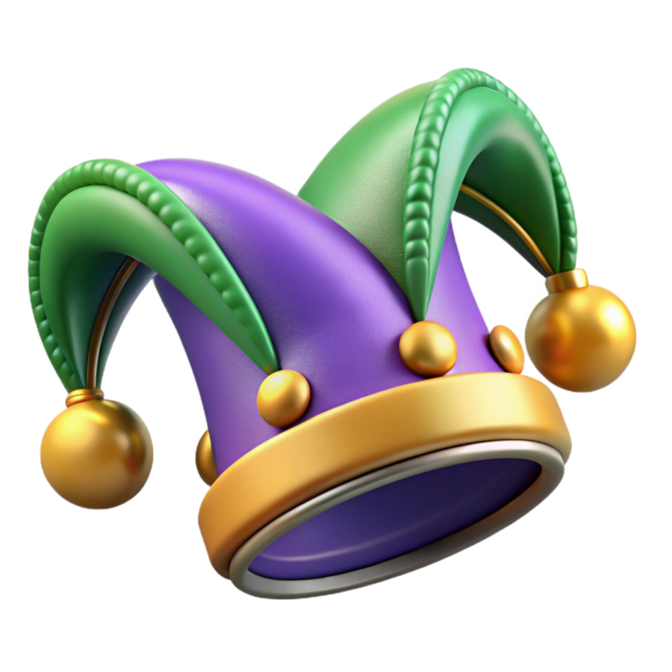 extraordinary abstract Mardi Gras Jester Hat with Bells Cutout png