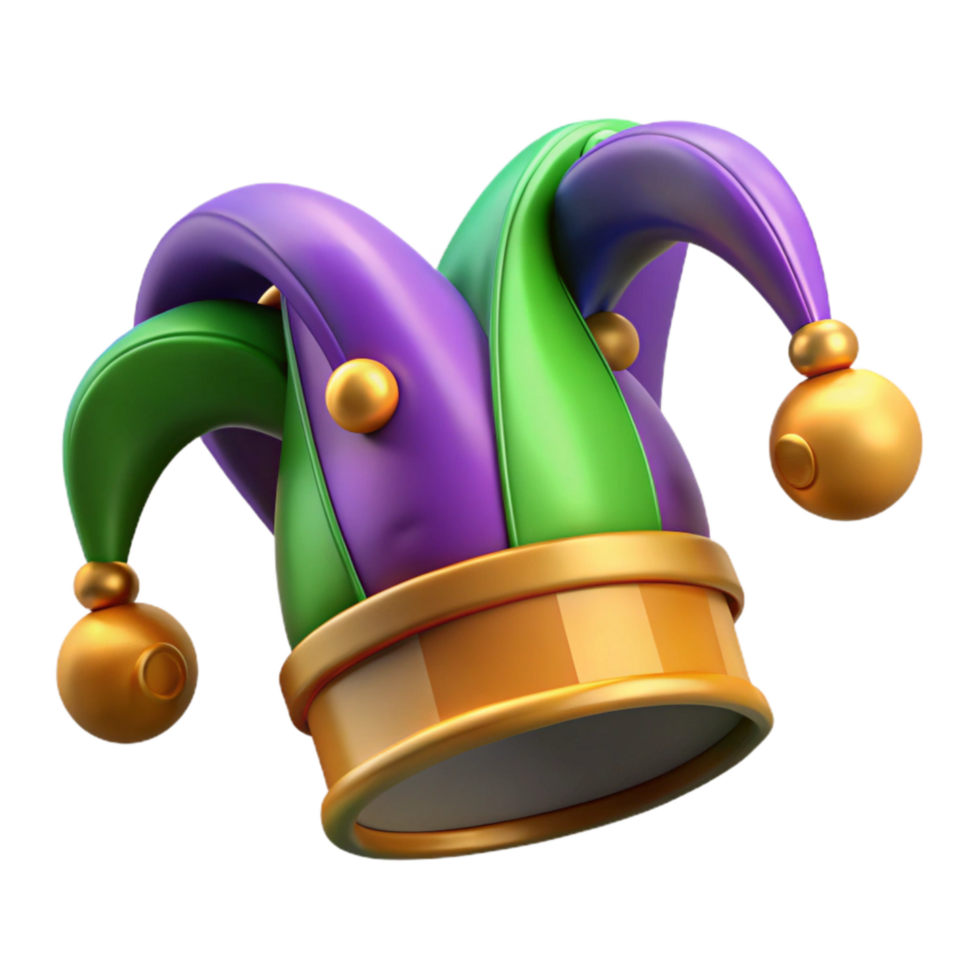 serene rustic Mardi Gras Jester Hat with Bells Cutout exclusive png