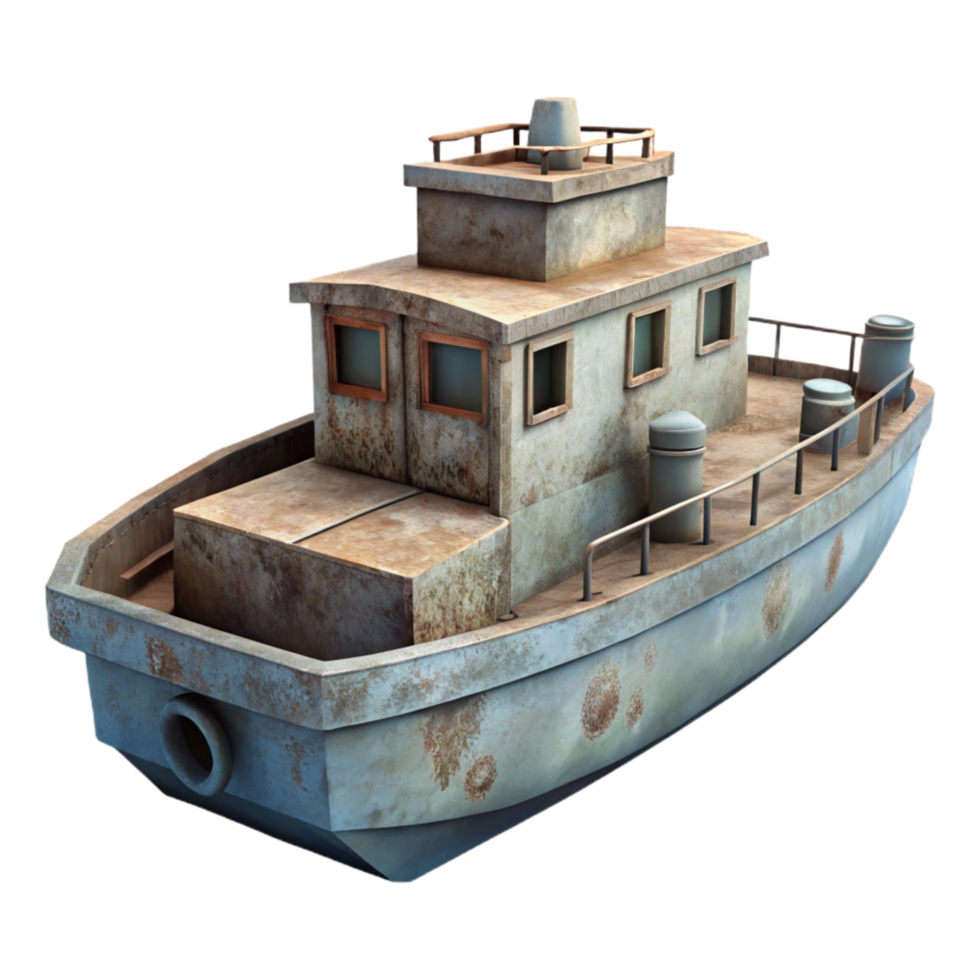 serene artistic Marine Construction Barge Side Profile Transparent Background genuine png