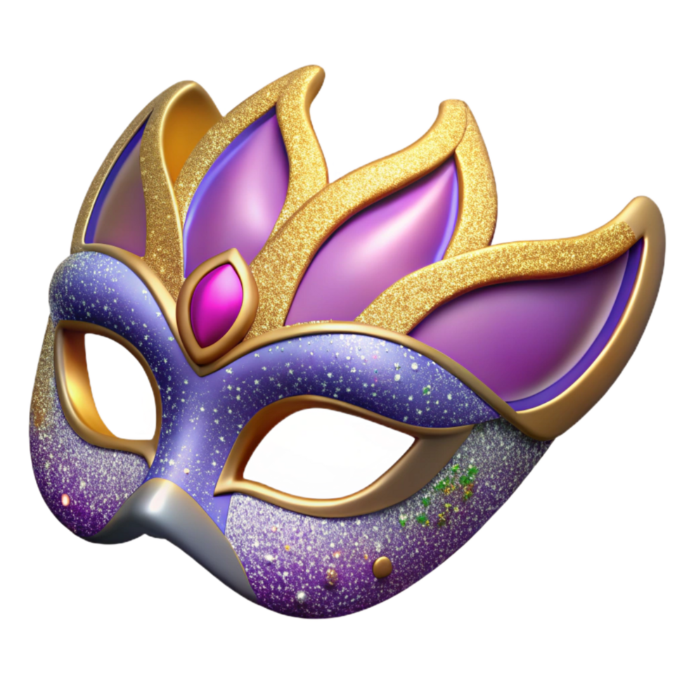 beautiful contemporary Mardi Gras Mask with Glitter Decoration Cutout genuine png
