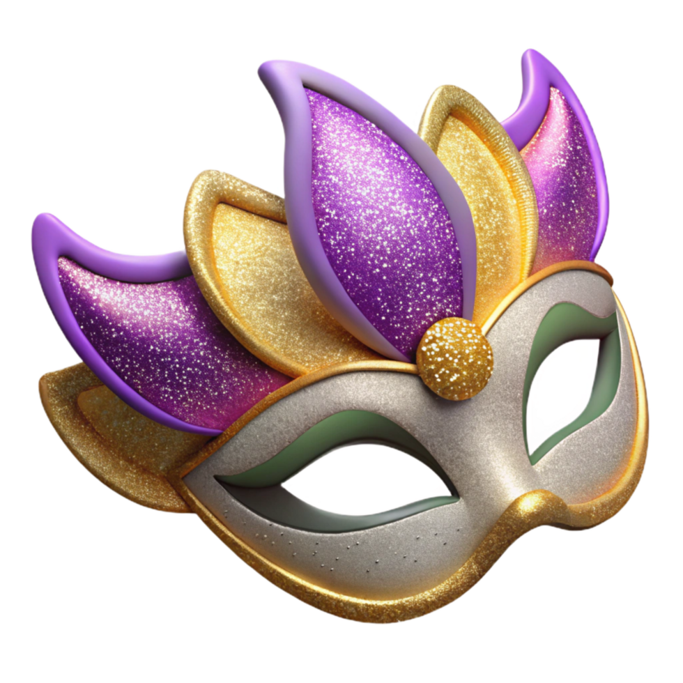 stunning traditional Mardi Gras Mask with Glitter Decoration Cutout high resolution png