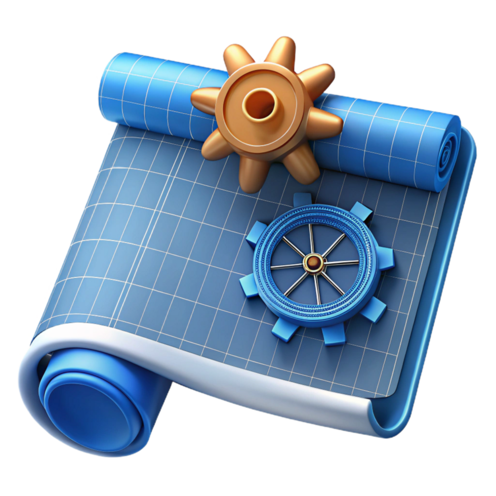 elegant vintage Marine Engineering Blueprint Transparent Background with Schematic Diagram authentic png