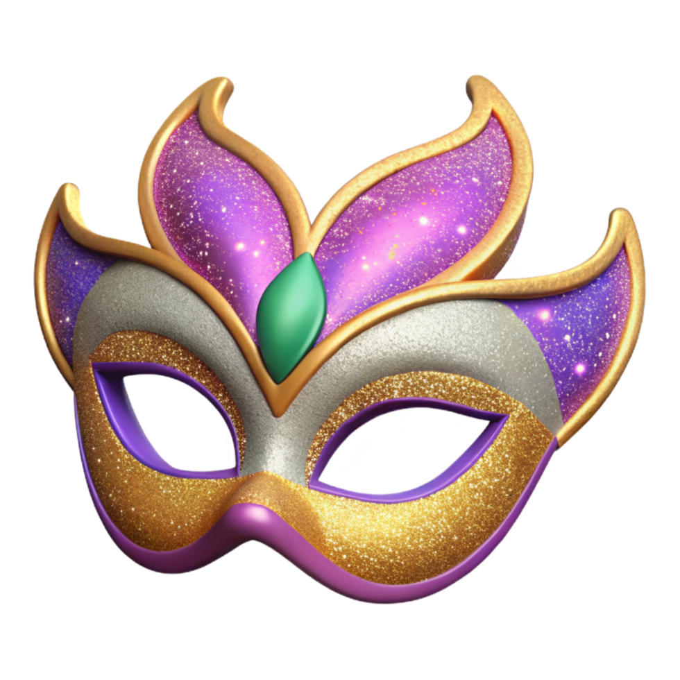 impressive modern Mardi Gras Mask with Glitter Decoration Cutout detailed png