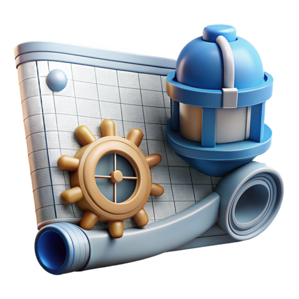 beautiful creative Marine Engineering Technical Drawing Transparent Background with Detailed Specifications professional png