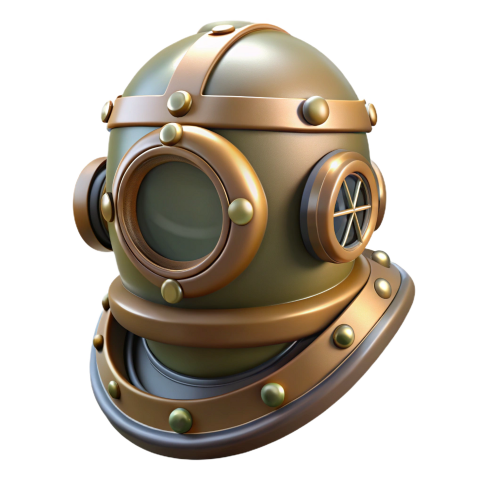 wonderful traditional Marine Salvage Diver Helmet Cutout with Reflective Visor exclusive png
