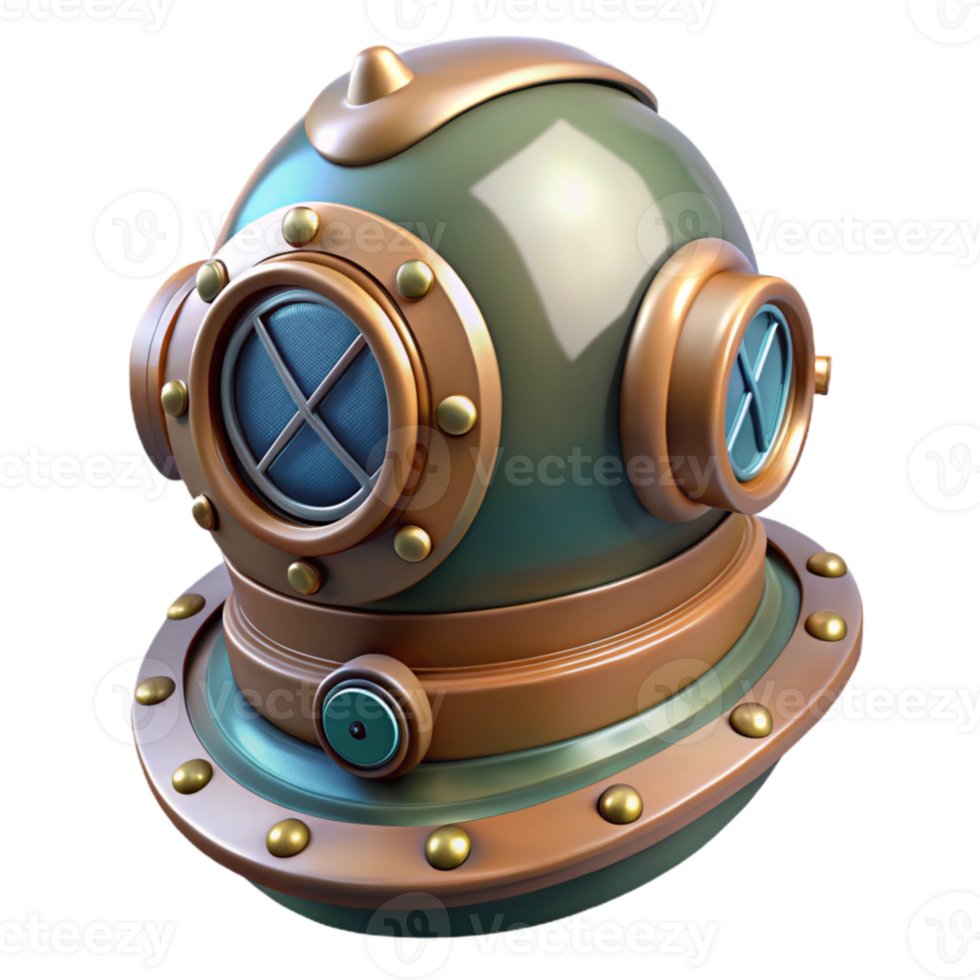 dramatic vintage Marine Salvage Diver Helmet Cutout with Reflective Visor high resolution png