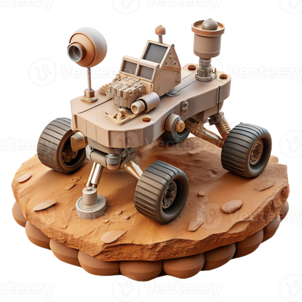 beautiful vintage Mars Rover Exploration Scene Isolated premium png