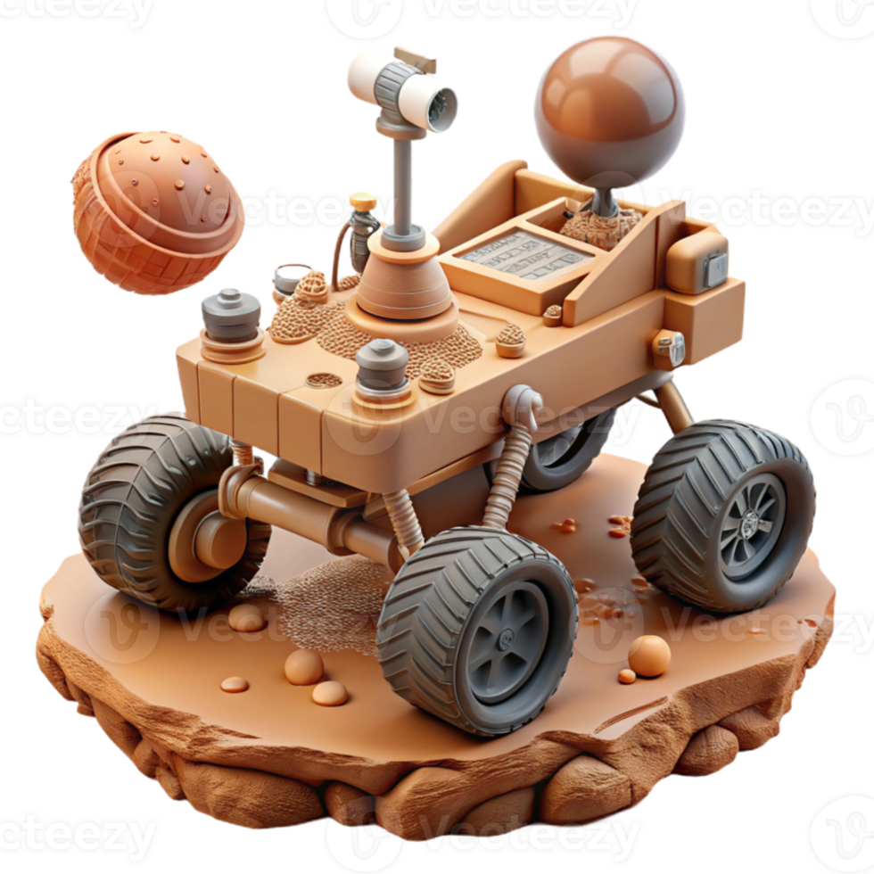 impressive artistic Mars Rover Exploration Scene Isolated png