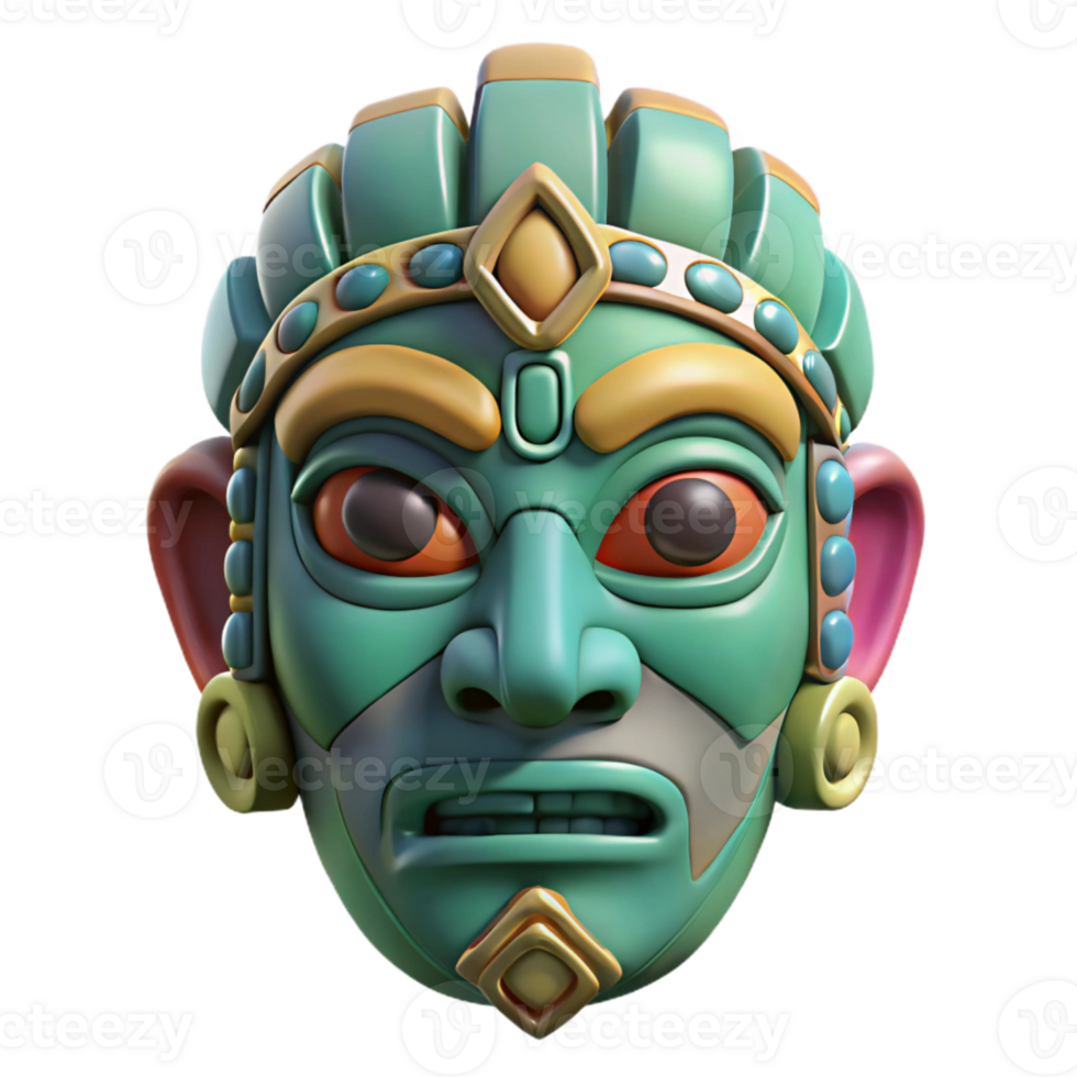 wonderful classic Mayan Mask Jade Inlay Detail Isolated original png