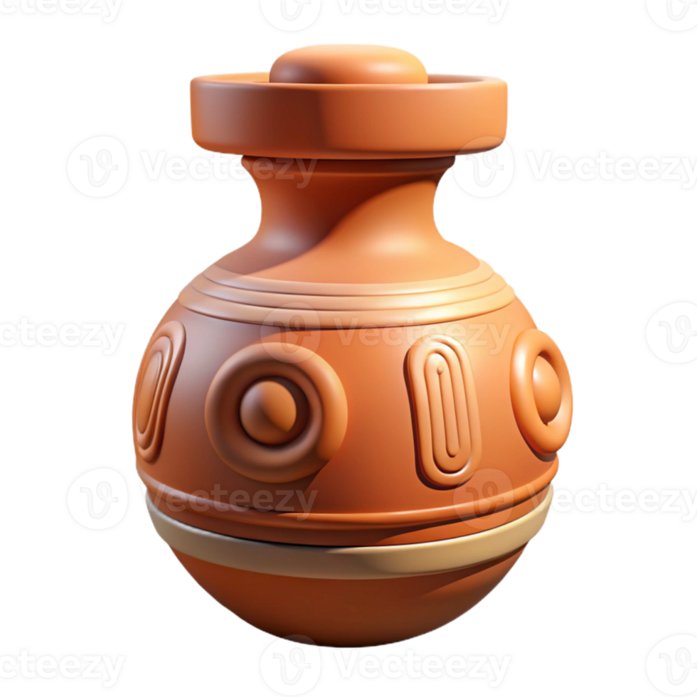 beautiful rustic Mayan Pottery Vessel Abstract Decoration Isolated png