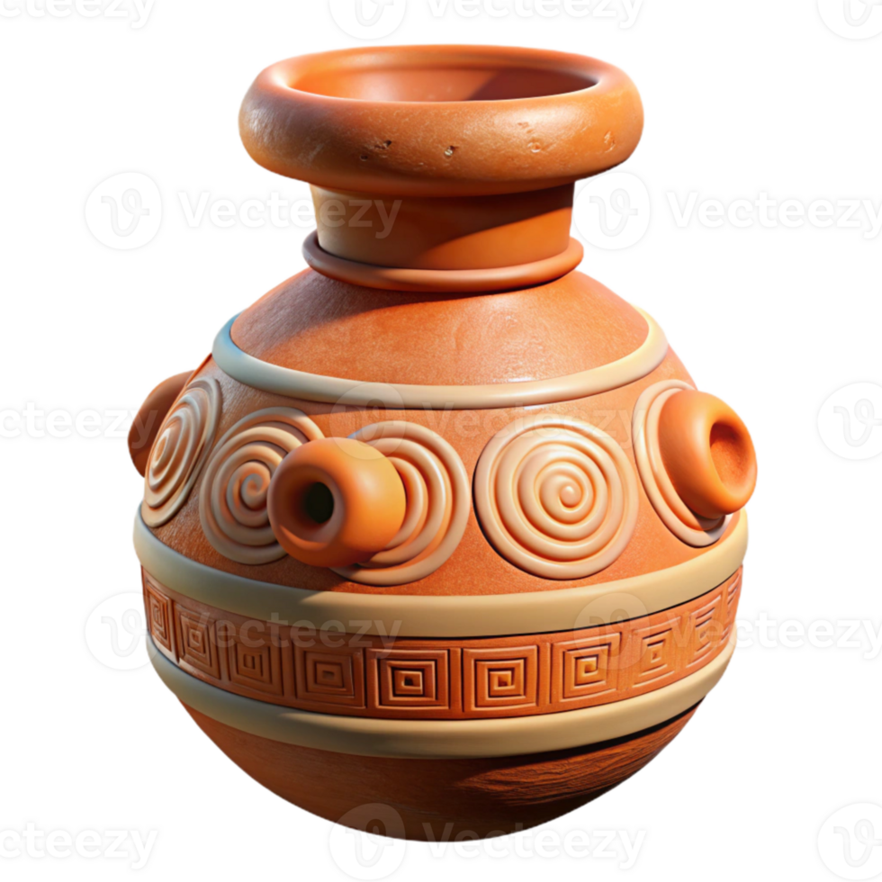 dramatic traditional Mayan Pottery Vessel Abstract Decoration Isolated authentic png